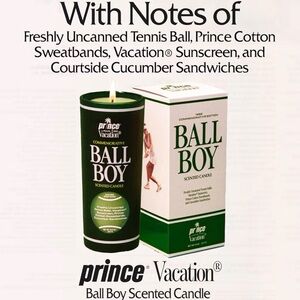 🎾 Prince Tennis x Vacation Ball Boy Cucumber Soy Candle. New!